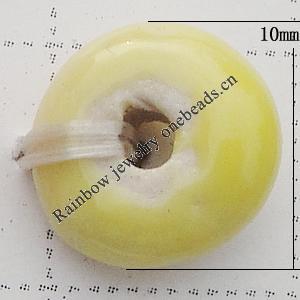 Ceramics Jewelry Beads, Flat Round 10mm Hole:1mm, Sold by Group
