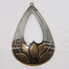 Iron Jewelry finding Pendant Lead-free, Teardrop 62x39mm Hole:1mm, Sold by Bag