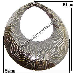 Iron Jewelry finding Pendant Lead-free, O:61x54mm I:33x27mm Hole:3mm, Sold by Bag