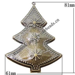 Iron Jewelry finding Pendant Lead-free, Tree 81x61mm Hole:2mm, Sold by Bag