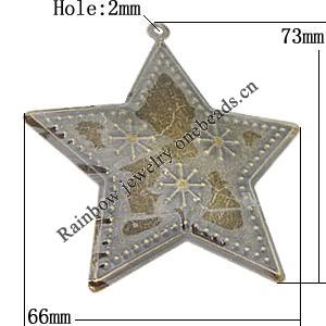Iron Jewelry finding Pendant Lead-free, Srar 73x66mm Hole:2mm, Sold by Bag