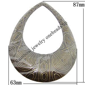 Iron Jewelry finding Pendant Lead-free, Hollow Teardrop 87x63mm Hole:1mm, Sold by Bag