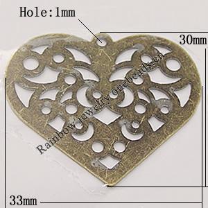 Iron Jewelry finding Connectors/links Pb-free, 30x33mm Hole:1mm, Sold by Bag