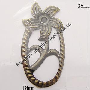 Iron Jewelry finding Pendant Lead-free, 36x18mm, Sold by Bag