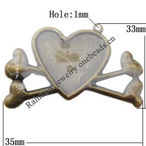 Iron Jewelry finding Pendant Lead-free, 33x35mm Hole:1mm, Sold by Bag