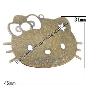 Iron Jewelry finding Pendant Lead-free, 31x42mm Hole:1.5mm, Sold by Bag