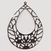 Iron Jewelry finding Pendant Lead-free, Hollow Teardrop 56x44mm Hole:1mm, Sold by Bag