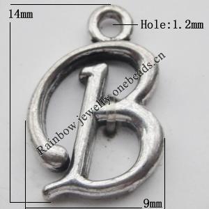 Copper Pendant Jewelry Findings Lead-free, Letters 9x14mm Hole:1.2mm Sold by Bag