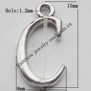 Copper Pendant Jewelry Findings Lead-free, Letters 8x15mm Hole:1.2mm Sold by Bag