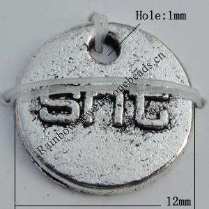 Pendant Zinc Alloy Jewelry Findings Lead-free, 12mm Hole:1mm Sold by Bag