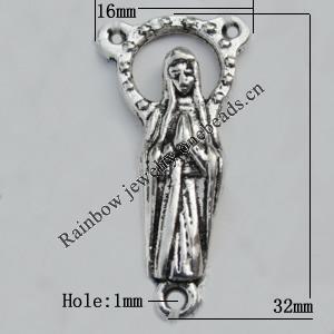 Pendant Zinc Alloy Jewelry Findings Lead-free, 32x16mm Hole:1mm Sold by Bag