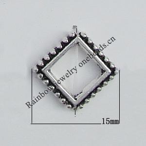 Spacer Zinc Alloy Jewelry Findings Lead-free, Hollow Diamond 15x15mm, Hole:mm Sold by Bag