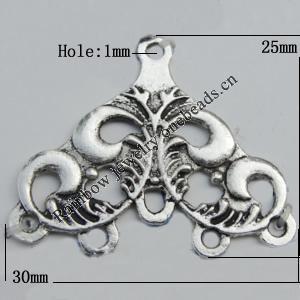 Connector Zinc Alloy Jewelry Findings Lead-free, 30x25mm Hole:1mm Sold by Bag