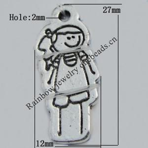 Pendant Zinc Alloy Jewelry Findings Lead-free, 27x12mm Hole:2mm Sold by Bag