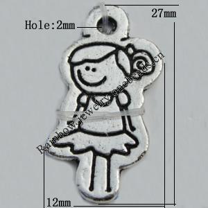 Pendant Zinc Alloy Jewelry Findings Lead-free, 27x12mm Hole:2mm Sold by Bag