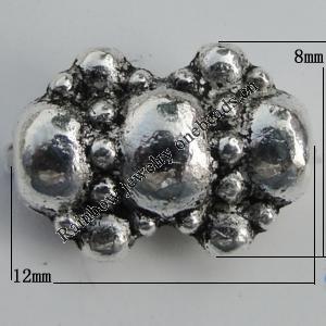 Spacer Zinc Alloy Jewelry Findings Lead-free, 12x8mm, Hole:1mm Sold by Bag