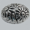 Bead Zinc Alloy Jewelry Findings Lead-free, Oval 15x10mm, Hole:1mm Sold by Bag