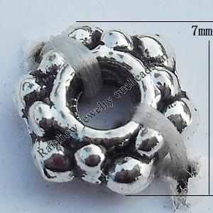 Spacer Zinc Alloy Jewelry Findings Lead-free, 7mm Hole:2.5mm, Sold by Bag