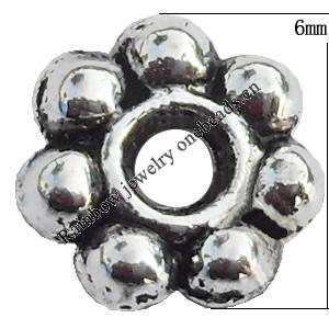 Spacer Zinc Alloy Jewelry Findings Lead-free, 6mm Hole:1.5mm, Sold by Bag