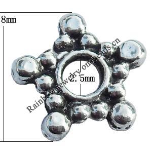 Spacer Zinc Alloy Jewelry Findings Lead-free, 8mm Hole:2.5mm, Sold by Bag