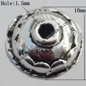 Bead Caps Zinc Alloy Jewelry Findings Lead-free, 10x5mm, Hole:1.5mm, Sold by Bag