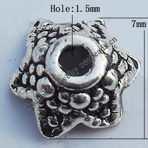 Bead Caps Zinc Alloy Jewelry Findings Lead-free, 7x4mm, Hole:1.5mm, Sold by Bag