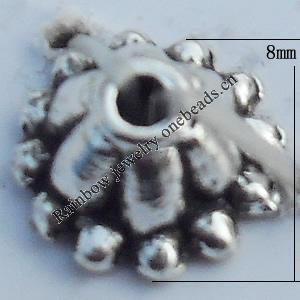 Bead Caps Zinc Alloy Jewelry Findings Lead-free, 8x4mm, Hole:1mm, Sold by Bag