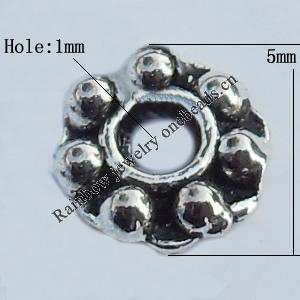 Spacer Zinc Alloy Jewelry Findings Lead-free, 5mm Hole:1mm, Sold by Bag