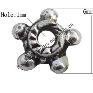 Spacer Zinc Alloy Jewelry Findings Lead-free, 6x3mm Hole:1mm, Sold by Bag