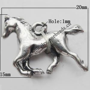 Copper Pendant Jewelry Findings Lead-free, Horse 20x15mm Hole:1mm Sold by Bag