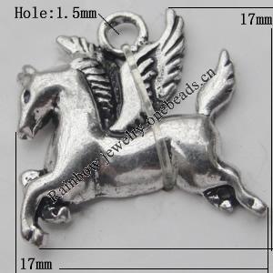 Copper Pendant Jewelry Findings Lead-free, Sky Horse 17x17mm Hole:1.5mm Sold by Bag