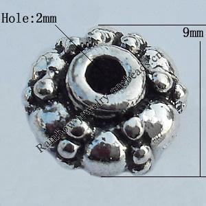 Spacer Zinc Alloy Jewelry Findings Lead-free, 9mm, Hole:2mm Sold by Bag