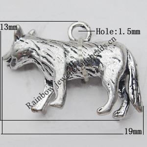 Copper Pendant Jewelry Findings Lead-free, Wolfdog 19x13mm Hole:1.5mm Sold by Bag