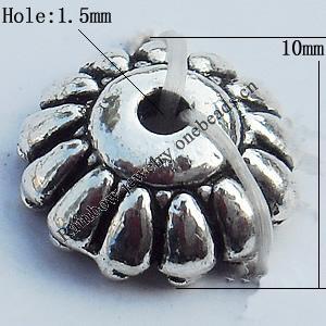 Spacer Zinc Alloy Jewelry Findings Lead-free, 10x4mm, Hole:1.5mm Sold by Bag