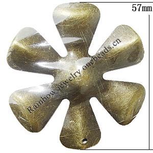 Iron Jewelry finding Pendant Lead-free, Flower 57mm Hole:1.5mm, Sold by Bag