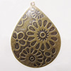 Iron Jewelry finding Pendant Lead-free, Teardrop 53x40mm Hole:2mm, Sold by Bag