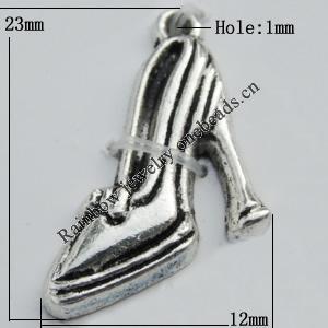 Pendant Zinc Alloy Jewelry Findings Lead-free, Shoes 23x21mm Hole:1mm Sold by Bag