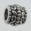 European Style Beads Zinc Alloy Jewelry Findings Lead-free, Drum 10x9mm, Hole:5mm Sold by Bag