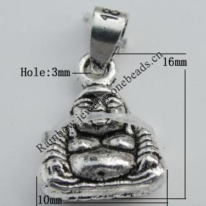Pendant Zinc Alloy Jewelry Findings Lead-free, 10x16mm Hole:3mm Sold by Bag