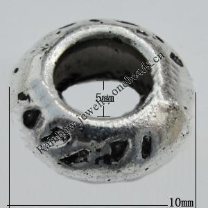 Bead Zinc Alloy Jewelry Findings Lead-free, 10mm,5mm, Sold by Bag