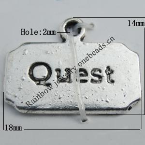Pendant Zinc Alloy Jewelry Findings Lead-free, 18x14mm Hole:2mm Sold by Bag