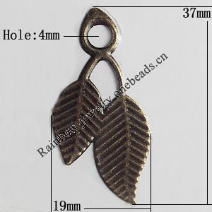 Iron Jewelry finding Pendant Lead-free, 37x19mm Hole:4mm, Sold by Bag