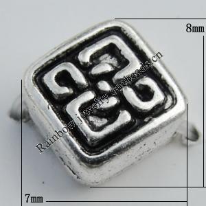 Bead Zinc Alloy Jewelry Findings Lead-free, Diamond 7x8mm, Hole:1mm Sold by Bag