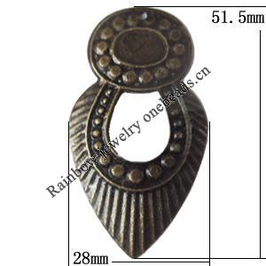 Iron Jewelry finding Pendant Lead-free, 51.5x28mm Hole:2mm, Sold by Bag