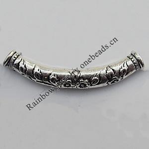 Tube，Lead-Free Zinc Alloy Jewelry Findings，62x9.5mm Hole:4mm Sold by Bag