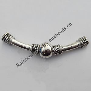 Tube，Lead-Free Zinc Alloy Jewelry Findings，54x5.5mm Hole:3mm Sold by Bag