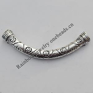 Tube，Lead-Free Zinc Alloy Jewelry Findings，55x7mm Hole:2mm, Sold by Bag