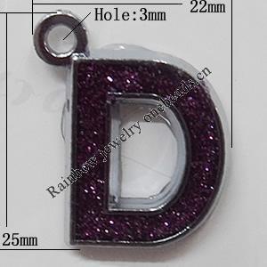 CCB plastic Pendant with enamel, Letters 25x22mm Hole:3mm, Sold by Bag