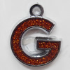CCB plastic Pendant with enamel, Letters 26x22mm Hole:3mm, Sold by Bag