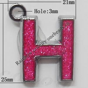 CCB plastic Pendant with enamel, Letters 25x21mm Hole:3mm, Sold by Bag